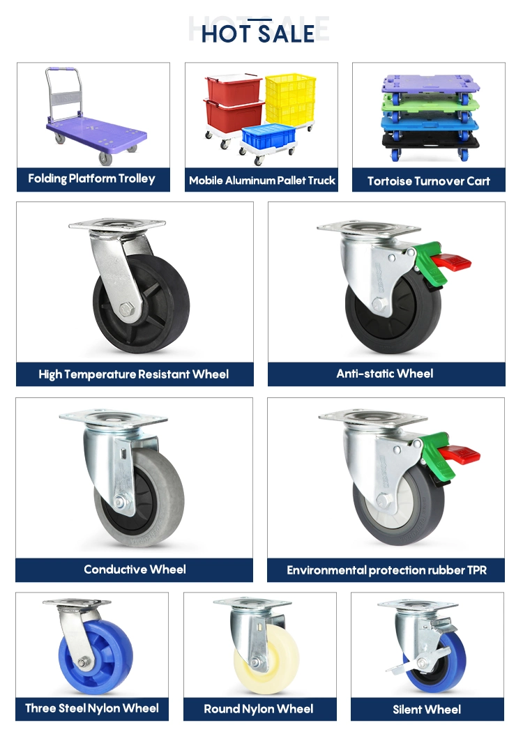 PU Casters Flat Trolley Universal Wheel No Brake Caster