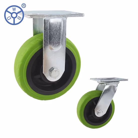 Wbd Hochleistungs-Lenkrollen, 4, 5, 6, 8 Zoll, grüne TPR-Räder, thermoplastischer Gummi, industrielle Ruedas-Rolle mit 50 mm Radbreite